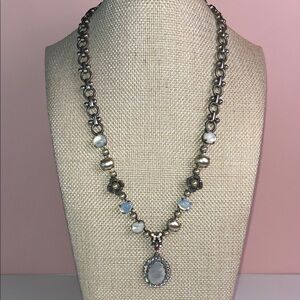 Mariana Silver Necklace with Pearl and Blue Highlights RARE